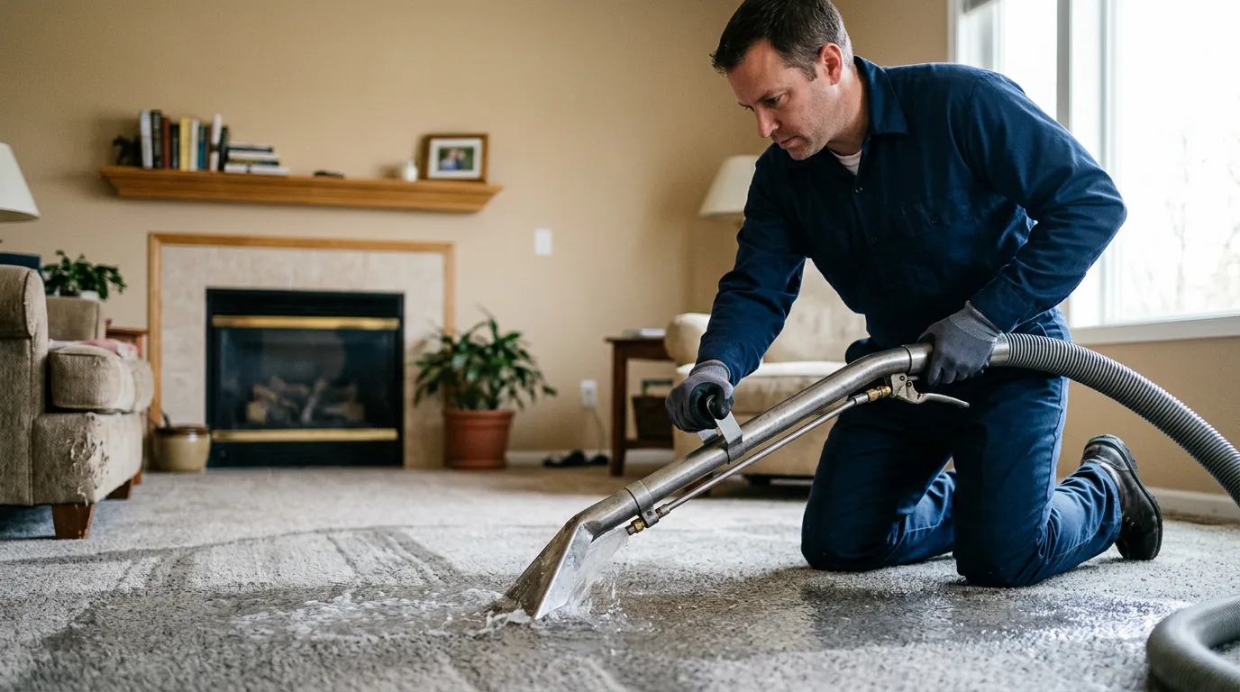 Water damage restoration technician working near Roland, IA